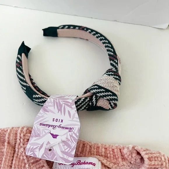 Tommy Bahama Toddler Girl 3 Piece Set- Chenille Sweater, Plaid Skirt & Headband - Picture 5 of 10